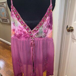 Pink Top BURNING MAN COACHELLA FESTIVAL BellyDance Sequin (Size L)